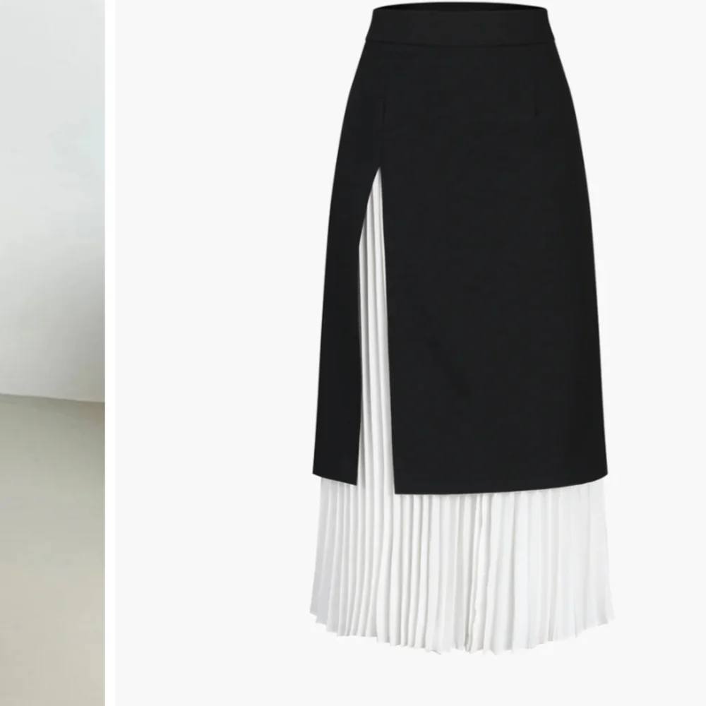 NWOT Commense Two-toned Pleated Midi Skirt - Picture 2 of 5